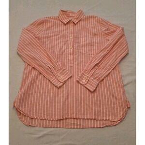J.Crew Boy Fit Everyday Shirt Womens Pink White Striped Long Sleeve Cotton Small